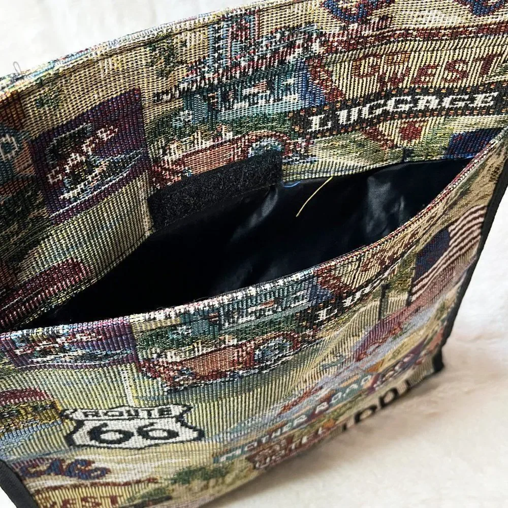 Vintage Pioneer Express Route‎ 66 Tapestry Canvas Tote NWOT